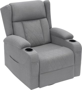 Woltu Woltu Sill&oacute;n Reclinable Ajustable Con Reposapi&eacute;s Para Sala De Estar Y Dormitorio, Giro De 360&deg; Con Funci&oacute;n De Balanceo, Bolsillos Y Portavasos, Aspect