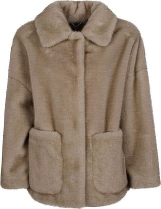Herno Jassen, Dames, Beige, XS, Zachte Faux Fur Bomber