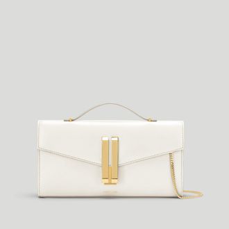 DeMellier The Vancouver Clutch in Optic White Smooth Leather Clutch