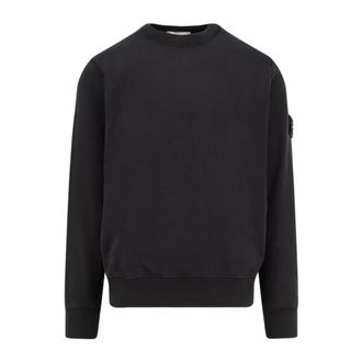 Stone Island Geribbelde Crew-neck Sweater met Gestikte Profielen - Heren - Sweatshirts - Zwart - XL - Katoen - Hoodies & sweatvesten