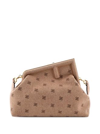 Fendi First Bag FF Karligraphy Flannel Medium clutch bag - Beige