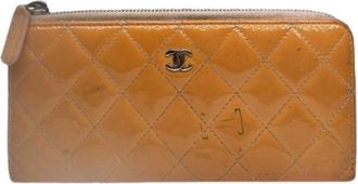 Chanel Pre-owned Leren Portemonnee - Dames - Vintage Accessoires - Oranje - ONE Size - Leer - Vintage