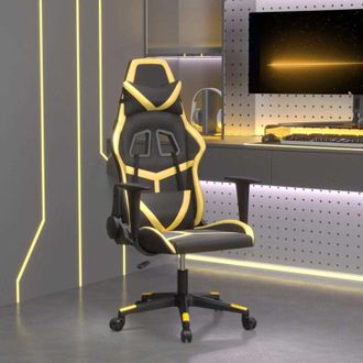 vidaXL Silla Gaming De Masaje Cuero Sint&eacute;tico Negro Y Dorado Vidaxl