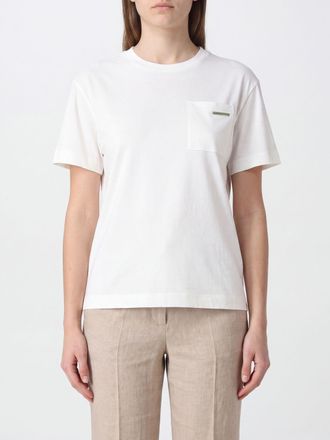 Brunello Cucinelli T-shirt girocollo in cotone con tasca e applicazione monile