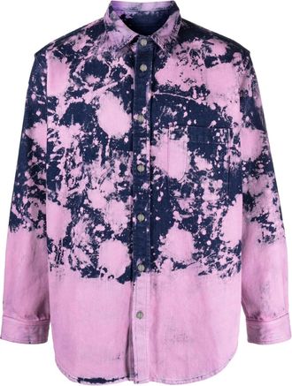 Darkpark bleached-effect long-sleeve shirt - men - Cotton - M - Blue