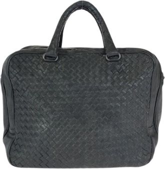 Bottega Veneta Pre-owned Leren Aktetas Zwart - Heren - Vintage Handtas - Zwart - ONE Size - Leer - Vintage