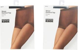 Nordstrom Rack 2-Pack Sheer Control Top Pantyhose in Caviar at Nordstrom Rack, Size Plus