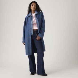 Levi's Frankie Mac Trench Coat - Womens - L - Blue