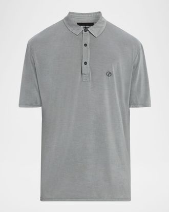 Giorgio Armani Mens Silk and Cotton Jersey Polo Shirt
