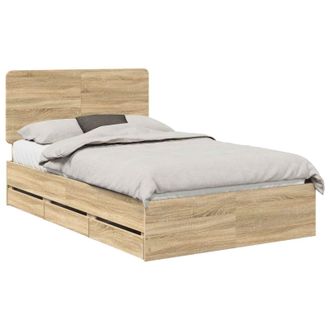 vidaXL Estructura De Cama Roble Sonoma 120 X 200 Cm Madera Ingenieril Vidaxl