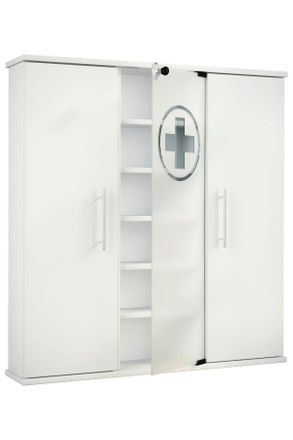 MID.YOU Mid.you Medizinschrank, Wei&szlig;, Holzwerkstoff, 15 F&auml;cher, 86x91.5x18 cm, Badezimmer, Badm&ouml;bel, Medizinschr&auml;nke