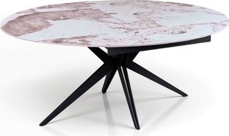 Oresteluchetta Mesa extensible cerámica mármol ónice metal gris 76x160 cm