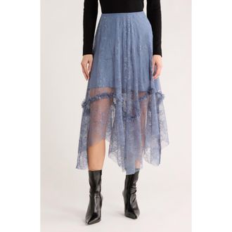 AllSaints Josie Asymmetric Lace Skirt in Flint Stone Blue at Nordstrom Rack, Size 10 Us / 14 Uk