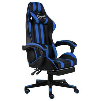 vidaXL Vidaxl - Silla Gaming Con Reposapi&eacute;s Cuero Sint&eacute;tico Negro Y Azul