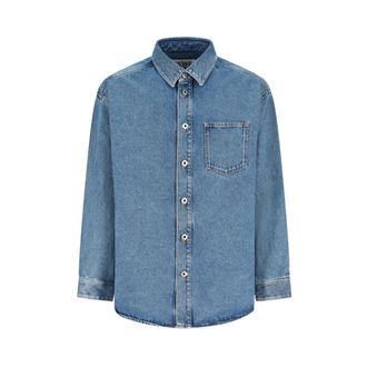 Loewe Anagram Overshirt - Heren - Spijkeroverhemden - Blauw - L - Katoen - Overhemden