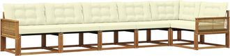 vidaXL Conjunto De Sof&aacute;s De Exterior 6 Uds. Natural Y Crema Vidaxl