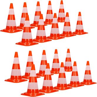 ECD Germany Ecd Germany - 20x Cono De Tr&aacute;fico Obra Pieza De Se&ntilde;alizaci&oacute;n Emergencia Color Naranja Y Blanco 47 Cm De Altura En Pvc Fuerte Y Robusto Pil&oacute;n De Seguri