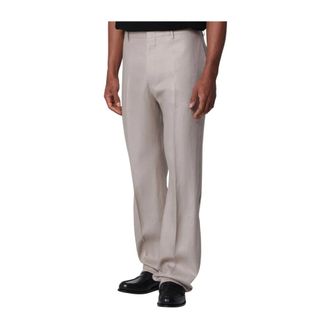 Tagliatore Wide Trousers, male, Beige, Size: 2XL Linen Tailored Trousers
