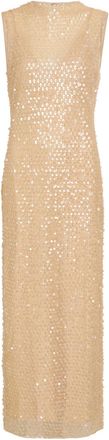Shona Joy Everly Sequin-embellished Stretch-mesh Maxi Dress - Beige - 16 (UK16 / XL)