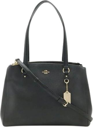 Coach Pre-owned Handbags, female, Black, Size: ONE SIZE Pre-owned Stanton Leather 2way Bag