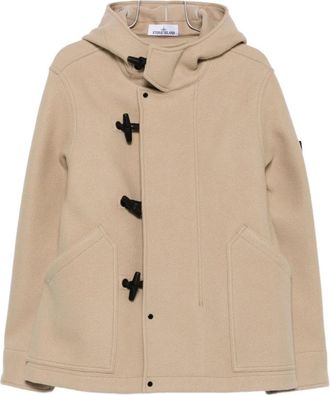 Stone Island Heavy Melton Short Parka - Heren - Zomerjassen - Beige - M - Wol - Jassen