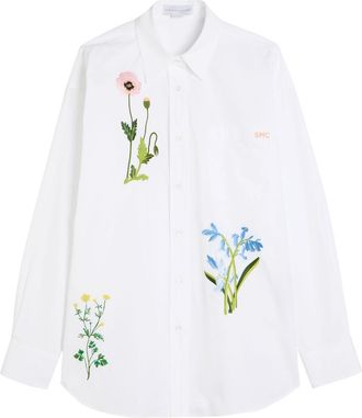 Stella McCartney Stella Mccartney Floral-embroidered Cotton-poplin Shirt - White - 44 (UK12 / M)