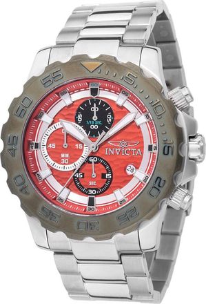 Invicta Pro Diver 50246 Heren Horloge - Quartz Uurwerk - Roestvrij Staal met rode Wijzerplaat - 54mm