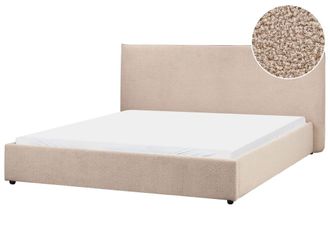 Beliani Cama de agua Boucl&eacute; 180 x 200 cm Gris pardo