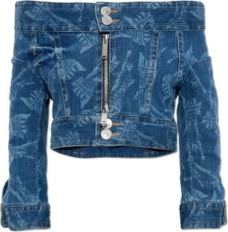 Dsquared2 Cropped Denim Jacket - Dames - Spijkerjassen - Blauw - XS - Denim - Jassen