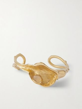 Chlo&eacute; Bracciale Rigido In Metallo Dorato Con Quarzo Rosa Flower Soul - Oro
