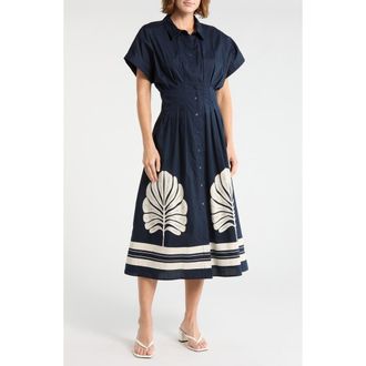 Ellen Tracy Poplin Shirtdress in Navy at Nordstrom Rack, Size X-Small