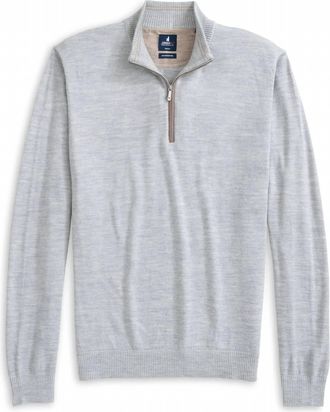 Johnnie-O Mens Raynor Merino Zip Sweater In Light Grey