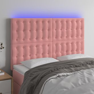 vidaXL Cabecero Con Luces Led Terciopelo Rosa 144x5x118/128 Cm Vidaxl