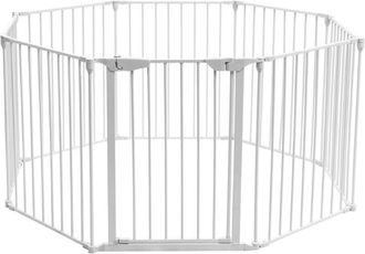 Costway Costway - Barrera De Seguridad Para Chimenea Reja De Protecci&oacute;n Para Ni&ntilde;o Metal Plegable Seguridad Para Puerta Escalera 5m (blanco)