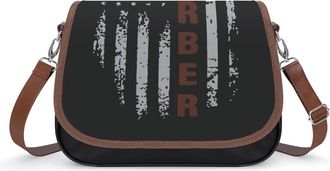 Generic USA Barber Flag Womens Crossbody Bag Fashion Shoulder Handbags Message Tote Bag with Adjustable Strap