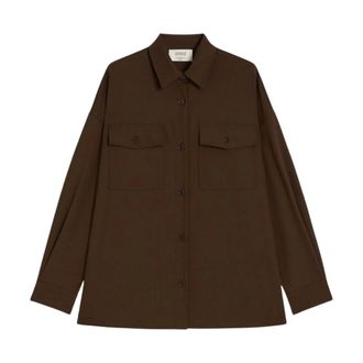 Marina Rinaldi Overhemden, Dames, Bruin, XS, Wol, Firmina Shirt