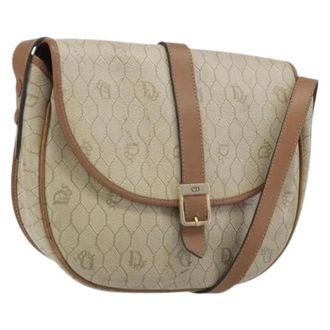 Dior Pre-owned Cross Body Bags, female, Beige, Size: ONE SIZE Pre-owned Honeycomb Canvas Shoulder Bag