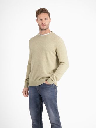 Lerros Strickpullover LERROS LERROS Crewneck Strickpullover, Herren, Gr. XXL, beige (tender beige melange), 100% Baumwolle, Pullover Strickpullover