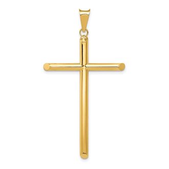 Diamond2Deal 14k Yellow Gold Polished Tube Cross Pendant
