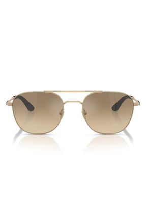 A|X Armani Exchange 54mm Rectangular Sunglasses in Matte Pale Gold /Brown Grey at Nordstrom