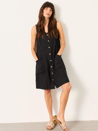 Fat Face FatFace Petite Linen Dress in Black
