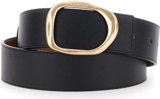 Twin-Set Black Belt With Buckle Closure In Grained Leather Woman