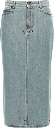 Moschino Blue Cotton Midi Womens Skirt