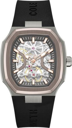 Kenneth Cole Automatic Leather Strap Watch, 40mm x 47.5mm in Black at Nordstrom