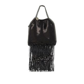 Stella McCartney Handbags, female, Black, ONE SIZE, Limited-Edition Falabella Sequin Fringe Tiny Tote Bag