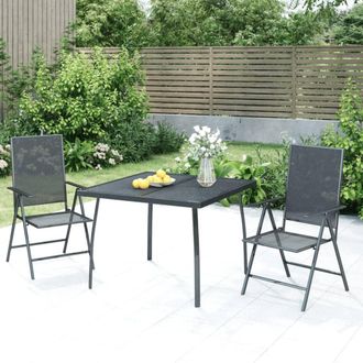 Berkfield Home 3 Piece Garden Dining Set Anthracite Steel in Black