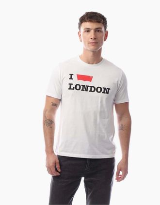 Levi's Mens Levi London Text Graphic Crew Neck Short Sleeve T-Shirt - White - Size: 40