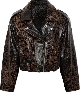 Gestuz Jassen, Dames, Bruin, S, Leer, GZcesi Leren Jas