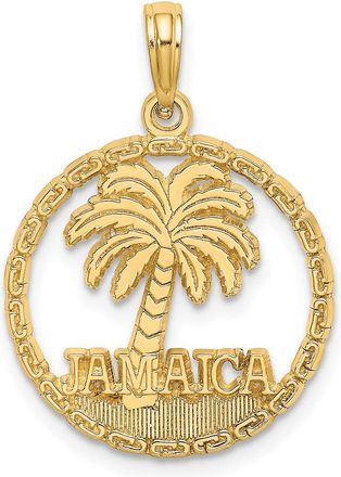 Diamond2Deal 14k Yellow Gold JAMAICA Palm Tree Circle Charm