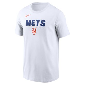 Nike New York Mets Bold Team Name Nike Mens MLB T-Shirt in White | N19910ANME-D31